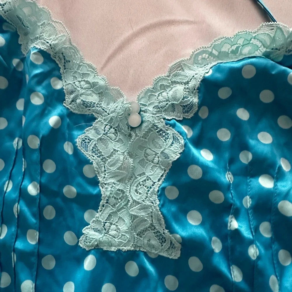 VINTAGE RARE Victoria's Secret Sexy Little Things Satin polka dot romper teddy - Picture 3 of 7